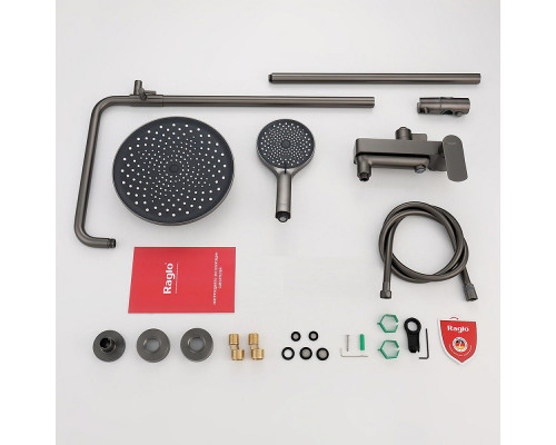 Душевая система Raglo R03.24.09 для ванны и душа излив поворотный 15 см, графит