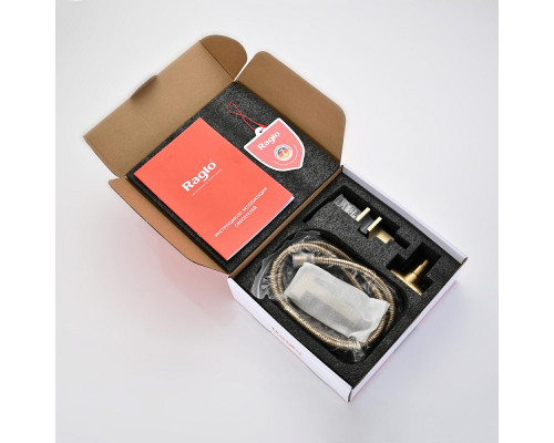 Смеситель Raglo R01.52.03 с гигиеническим душем встраиваемый , сатин золотой