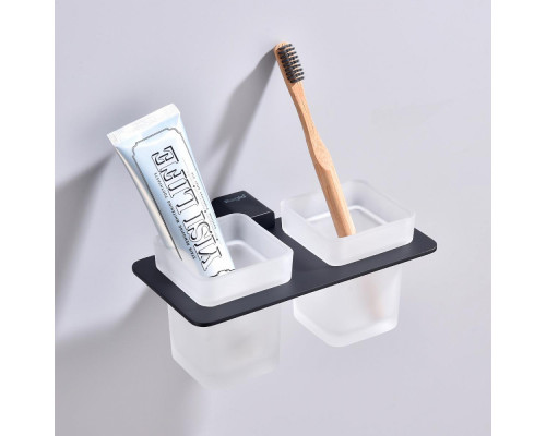 Стакан для зубных щеток с держателем Raglo R301.08.06 двойной,черный