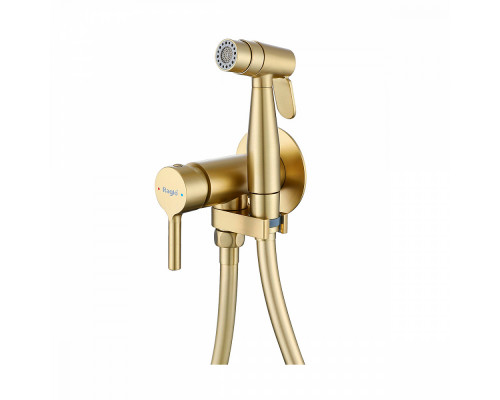 Смеситель Raglo R20.54.03 с гигиеническим душем встраиваемый , сатин золотой