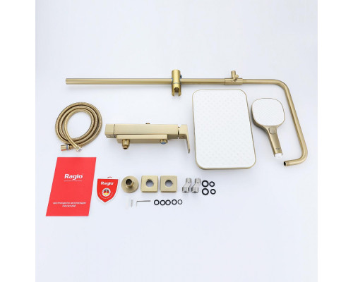 Душевая система Raglo R30.24.03 для ванны и душа излив поворотный 15 см, сатин золотой