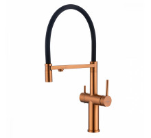 Смеситель Raglo R20.63.33 для кухни с подключением к фильтру съёмный гибкий излив с магнитным фиксатором, матовая медь