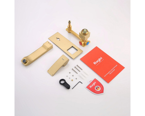 Смеситель Raglo R01.11.03 для раковины встраиваемый монолитный, сатин золотой