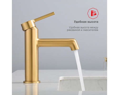 Смеситель Raglo R20.10.03 для раковины монолитный, сатин золотой