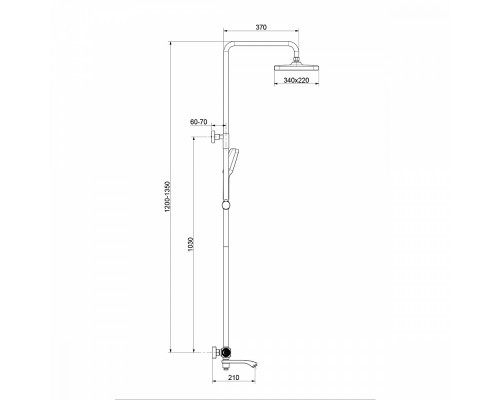 Душевая система Raglo R01.26.09 для ванны и душа с термостатом излив поворотный 15 см, графит