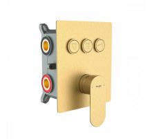 Смеситель Raglo R50.273.03 для ванны и душа встраиваемый на 3 режима (кнопочное управление), сатин золотой