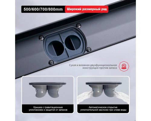 Душевой трап Raglo R651.80.09 800мм, нержавеющая сталь, графит