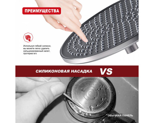 Лейка душевая верхняя Raglo R451.50.09 тропический душ ∅250мм пластик/силикон, графит