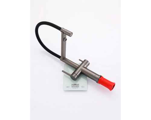 Смеситель Raglo R20.63.09 для кухни с подключением к фильтру съёмный гибкий излив с магнитным фиксатором, графит