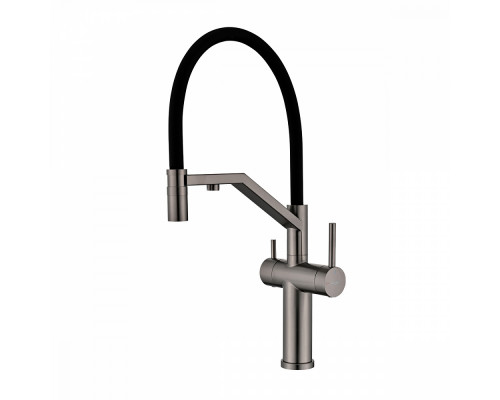 Смеситель Raglo R20.62.09 для кухни с подключением к фильтру съёмный гибкий излив с магнитным фиксатором, графит