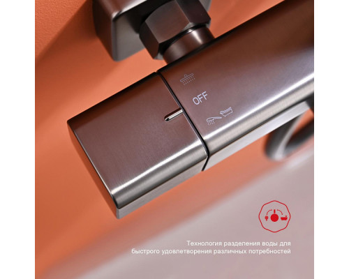 Душевая система Raglo R01.26.09 для ванны и душа с термостатом излив поворотный 15 см, графит