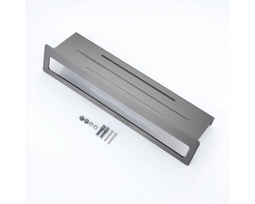 Полка для ванны и душа Raglo R340.04.09 прямая с держателем для полотенца 400 мм,графит