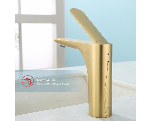 Смеситель Raglo R21.10.03 для раковины монолитный, сатин золотой