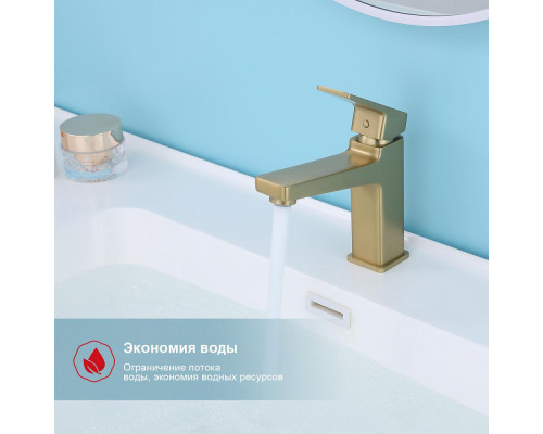 Смеситель Raglo R30.10.03 для раковины монолитный, сатин золотой