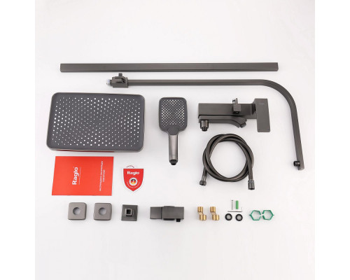 Душевая система Raglo R01.24.09 для ванны и душа излив поворотный 20 см, графит