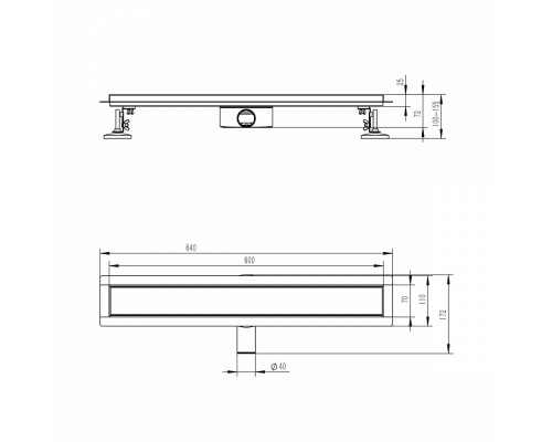 Душевой трап двухсторонний/под плитку Raglo R652.60.05 600мм, нержавеющая сталь, сатин