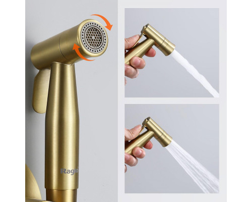 Смеситель Raglo R10.52.03 с гигиеническим душем встраиваемый , сатин золотой