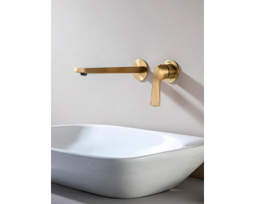 Смеситель Raglo R07.11.03 для раковины встраиваемый монолитный, сатин золотой