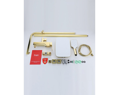 Душевая система Raglo R02.24.23 для ванны и душа излив поворотный 20 см, золото