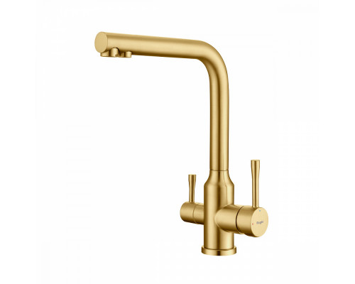 Смеситель Raglo R81.61.03 для кухни с подключением к фильтру излив поворотный, сатин золотой