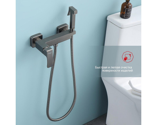 Смеситель Raglo R01.51.09 с гигиеническим душем настенный , графит