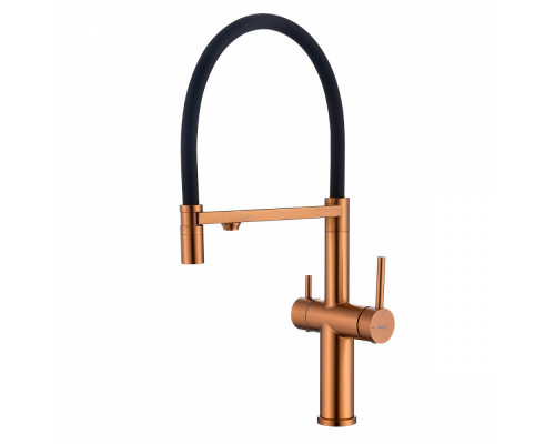 Смеситель Raglo R20.63.33 для кухни с подключением к фильтру съёмный гибкий излив с магнитным фиксатором, матовая медь