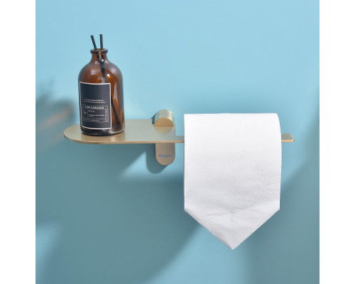 Держатель для туалетной бумаги Raglo R300.03.03 с полкой,сатин золотой