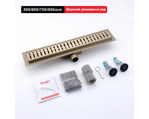 Душевой трап Raglo R650.60.03 600мм, нержавеющая сталь, сатин золотой