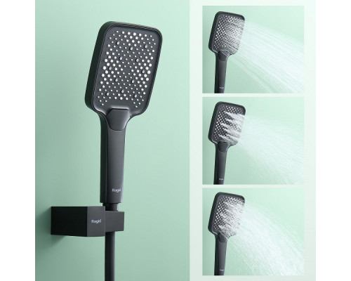 Душевая система Raglo R01.27.06 для ванны и душа встраиваемая на 3 режима излив поворотный 20 см, черный