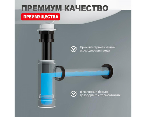 Сифон для раковины Raglo R600.20.06 бутылочный, латунь, черный