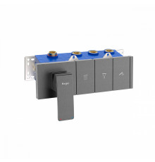 Смеситель Raglo R02.273.09 для ванны и душа встраиваемый на 3 режима (кнопочное управление), графит