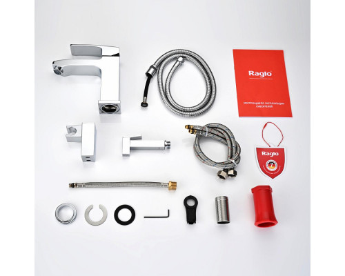 Смеситель Raglo R01.12 для раковины с гигиеническим душем монолитный, хром