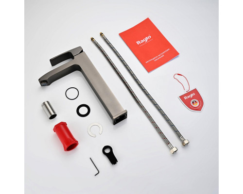 Смеситель Raglo R01.15.09 для раковины высокий монолитный, графит