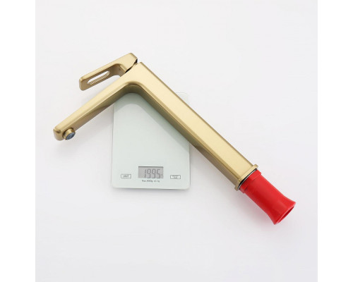 Смеситель Raglo R51.15.03 для раковины высокий монолитный, сатин золотой