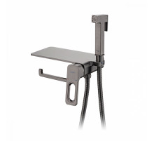 Смеситель Raglo R51.55.09 с гигиеническим душем встраиваемый с полкой и держателем бумаги, графит