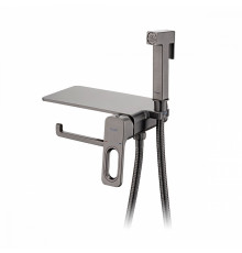 Смеситель Raglo R51.55.09 с гигиеническим душем встраиваемый с полкой и держателем бумаги, графит