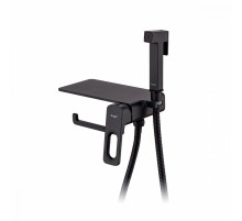 Смеситель Raglo R51.55.06 с гигиеническим душем встраиваемый с полкой и держателем бумаги, черный