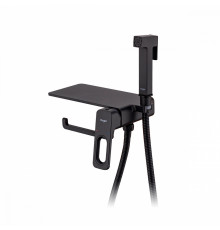 Смеситель Raglo R51.55.06 с гигиеническим душем встраиваемый с полкой и держателем бумаги, черный