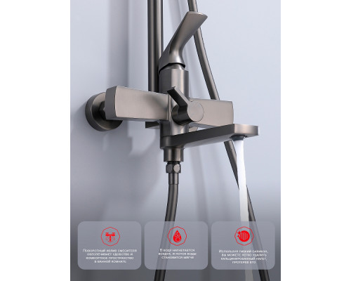 Душевая система Raglo R07.24.09 для ванны и душа излив поворотный 20 см, графит