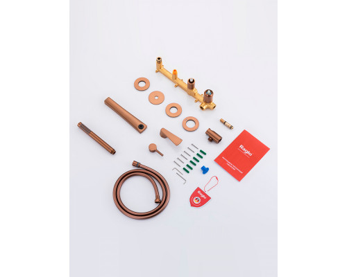 Смеситель Raglo R07.32.33 для ванны и душа встраиваемый излив монолитный 20 см, матовая медь