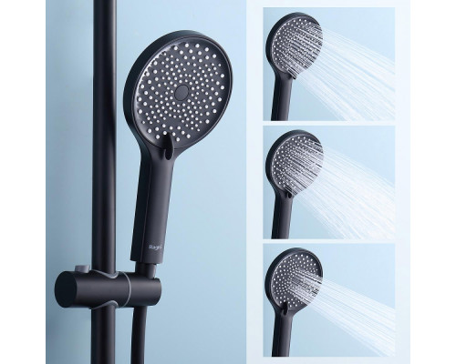 Душевая система Raglo R03.24.06 для ванны и душа излив поворотный 15 см, черный