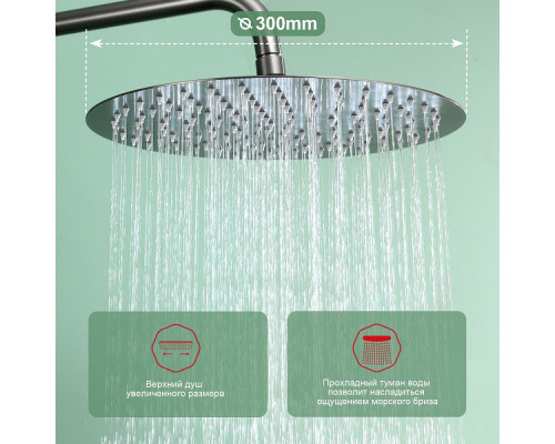 Душевая система Raglo R10.24.09 для ванны и душа излив поворотный 15 см, графит