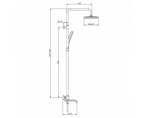 Душевая система Raglo R22.26.03 для ванны и душа с термостатом излив поворотный 15 см, сатин золотой