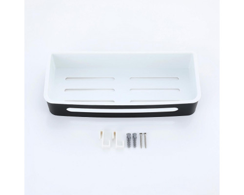 Полка для ванны и душа Raglo R340.02.06 прямая с крючками,черный