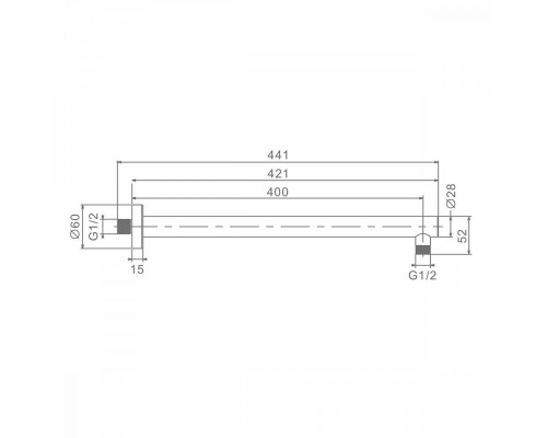 Держатель для лейки Raglo R470.31 верхнего душа настенный нержавеющая сталь, хром