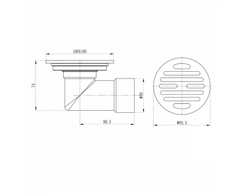 Душевой трап Raglo R605.10.03 100х100мм, нержавеющая сталь, сатин золотой