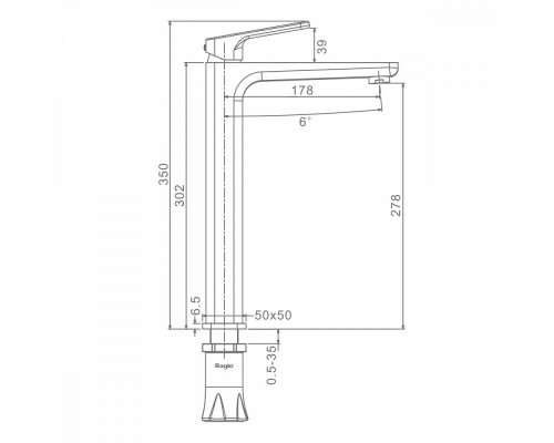 Смеситель Raglo R51.15.06 для раковины высокий монолитный, черный
