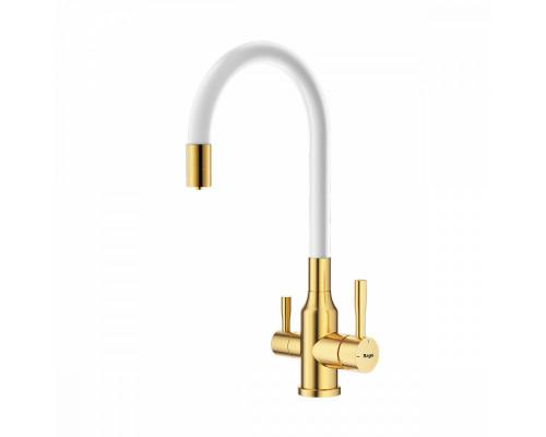 Смеситель Raglo R81.64.03 для кухни с подключением к фильтру излив гибкий поворотный, сатин золотой