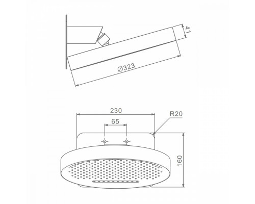 Лейка верхняя Raglo R452.02.03 для душа ∅323мм 2 режима круглая нержавеющая сталь, сатин золотой