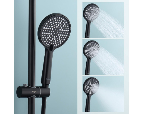 Душевая система Raglo R20.26.06 для ванны и душа с термостатом излив поворотный 15 см, черный